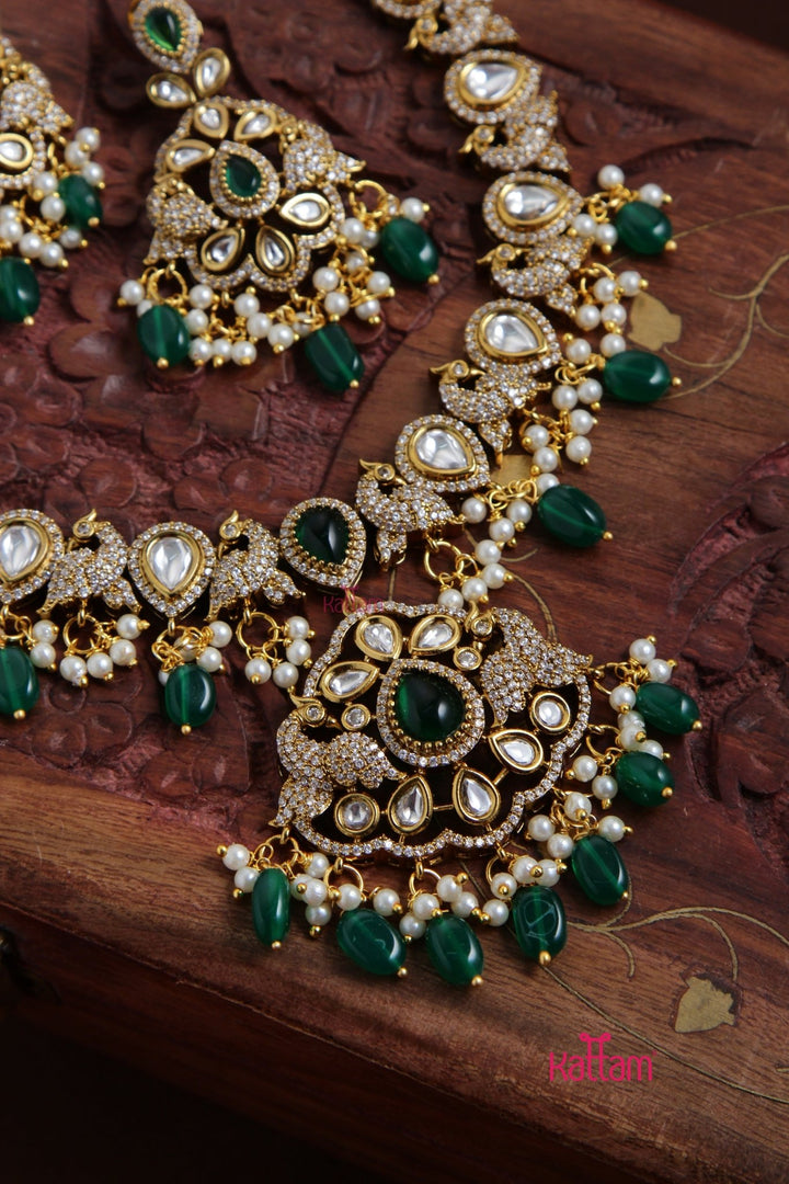 Netra - AD Stone Peacock Green Necklace - N5110