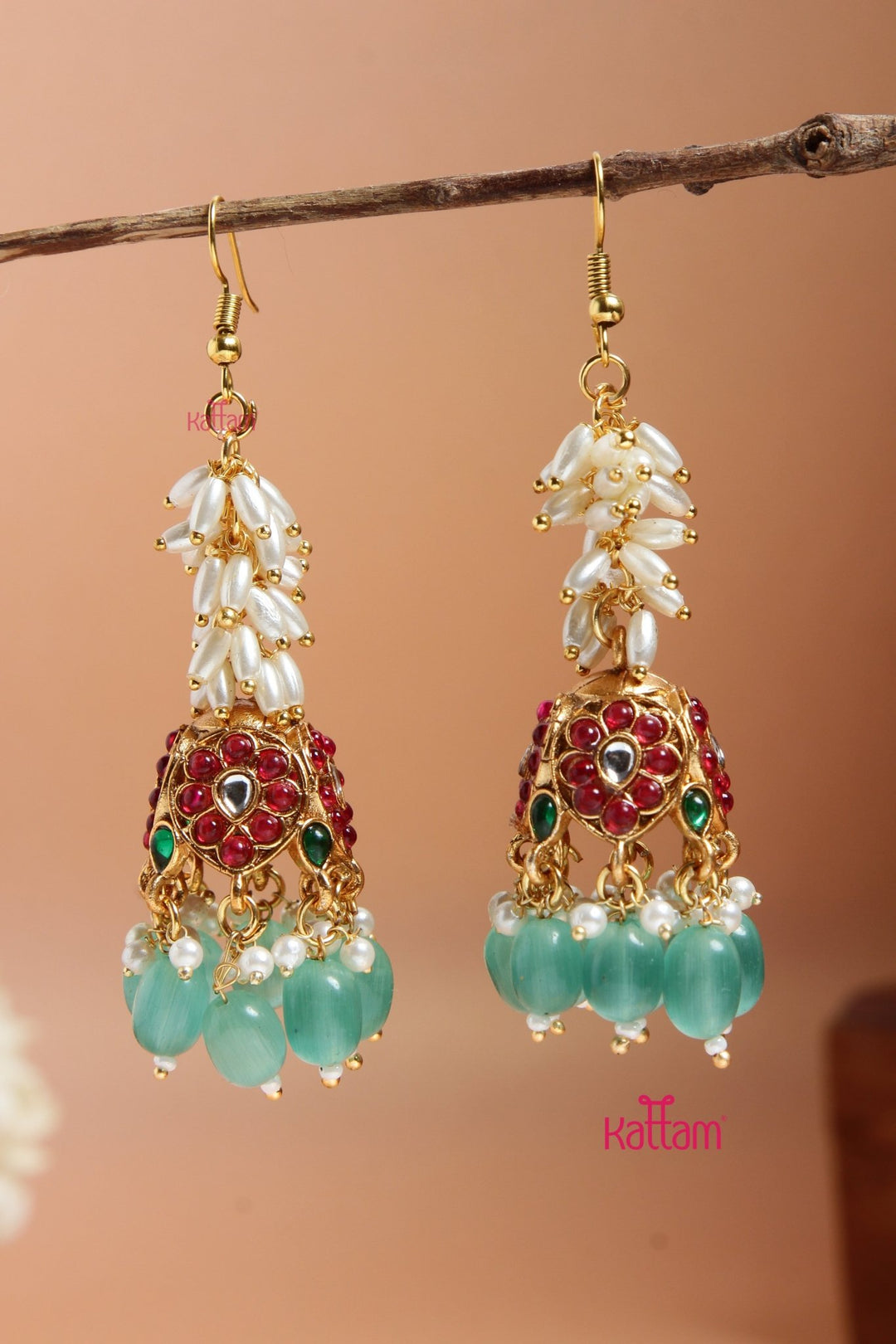 Nisha - Pearl Hook Jhumka Design 1 - E922