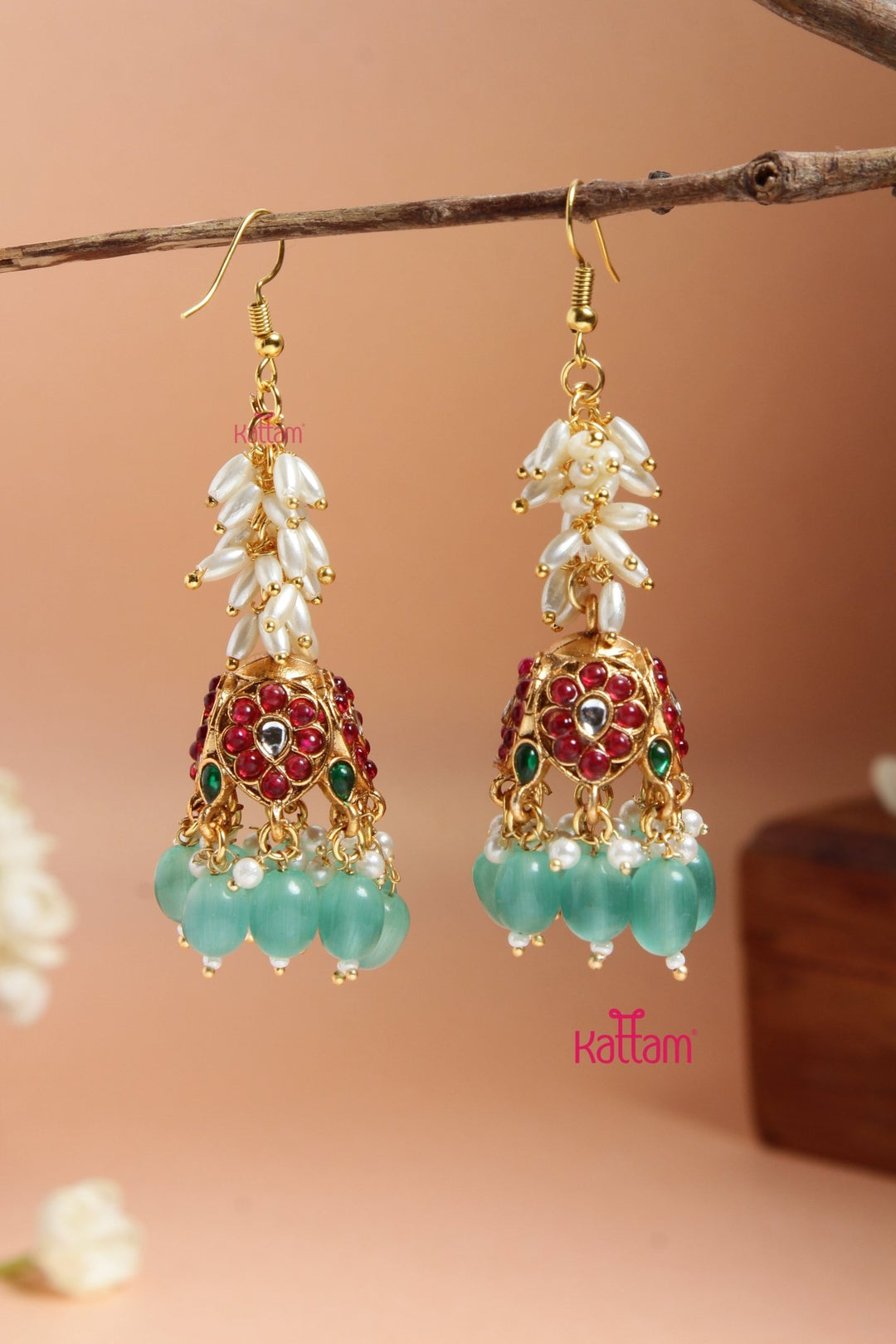 Nisha - Pearl Hook Jhumka Design 1 - E922