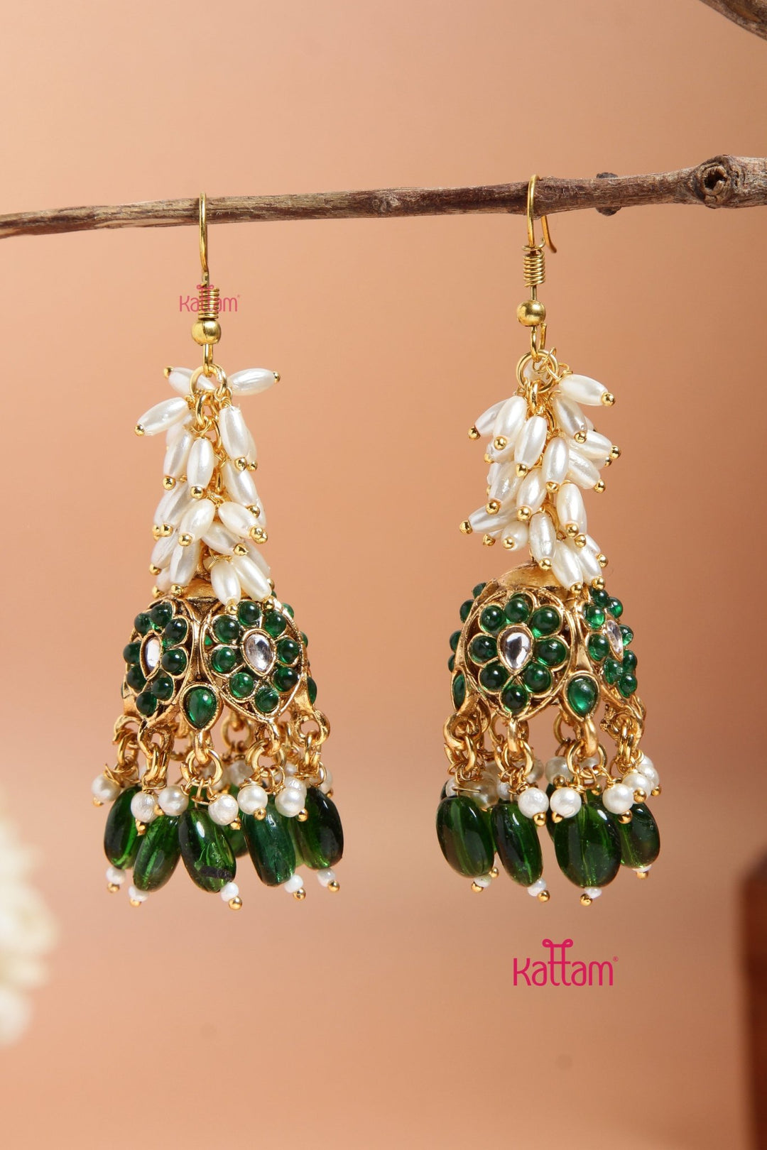 Nisha - Pearl Hook Jhumka Design 2 - E923