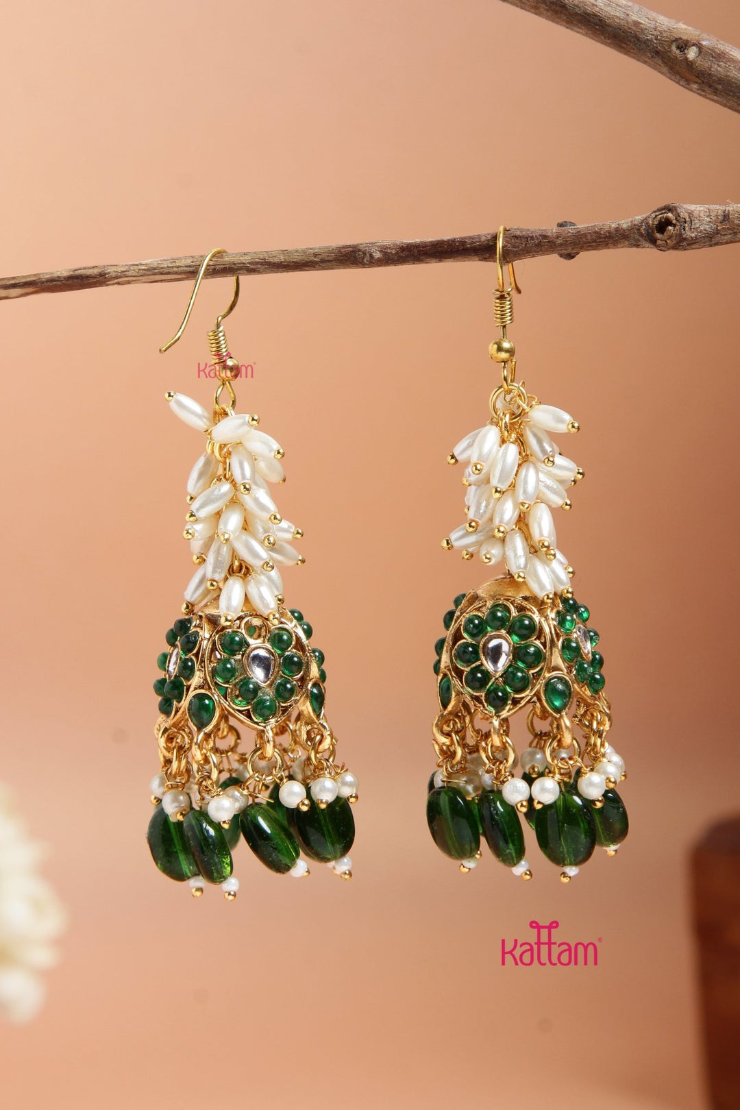 Nisha - Pearl Hook Jhumka Design 2 - E923