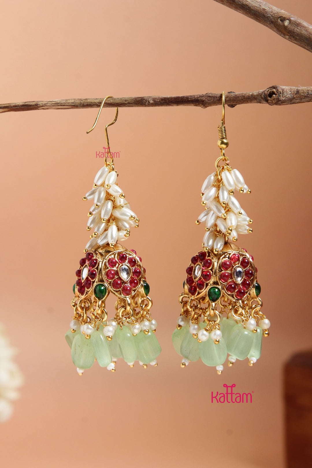 Nisha - Pearl Hook Jhumka Design 3 - E924