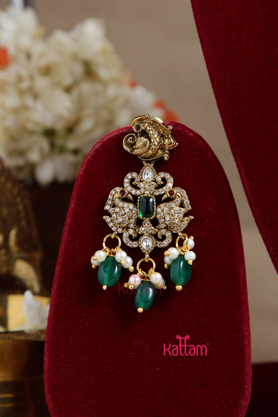 Nithya Perumal Necklace - DarkGreen - N6086