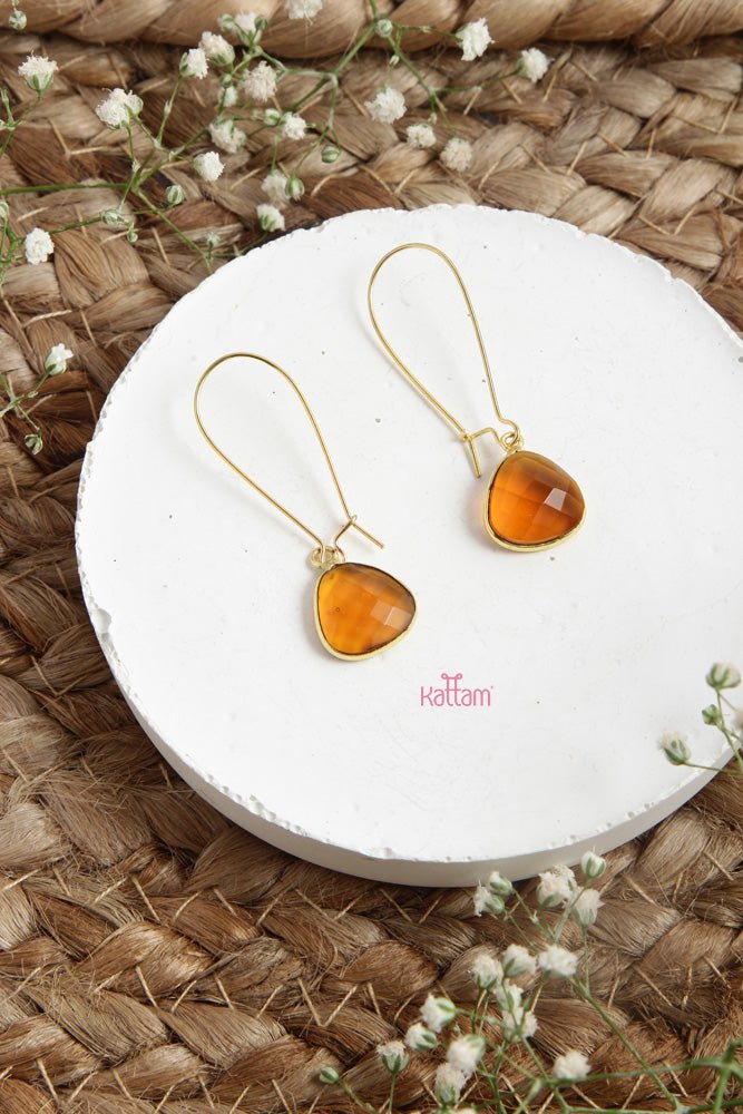Orange Gemstone Hook Earring - E754