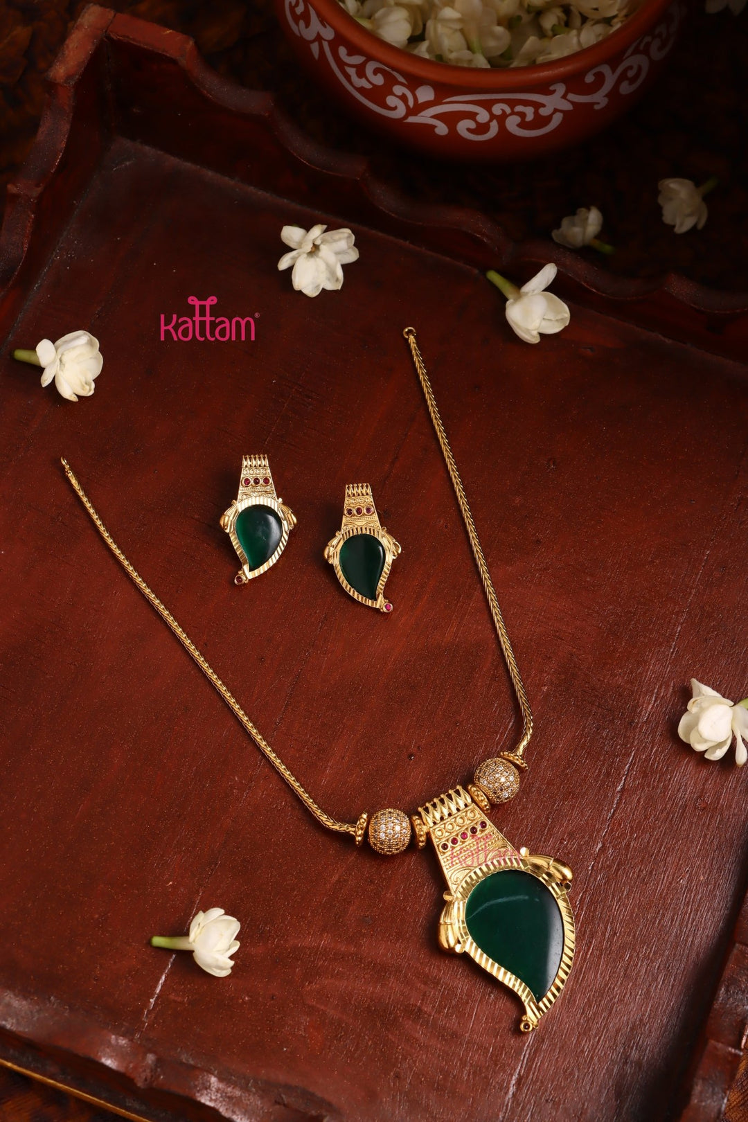 Palakka Manga Necklace - Green - N3401