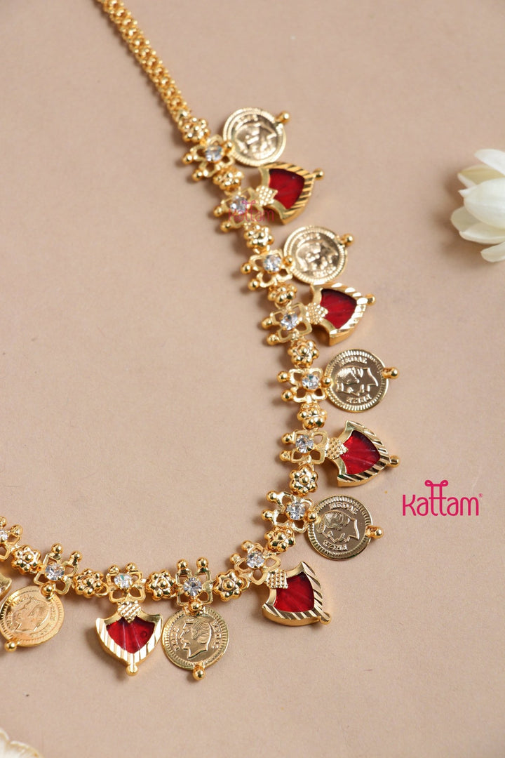 Palakka Ruby Coin Choker ( No Earrings ) - N3279