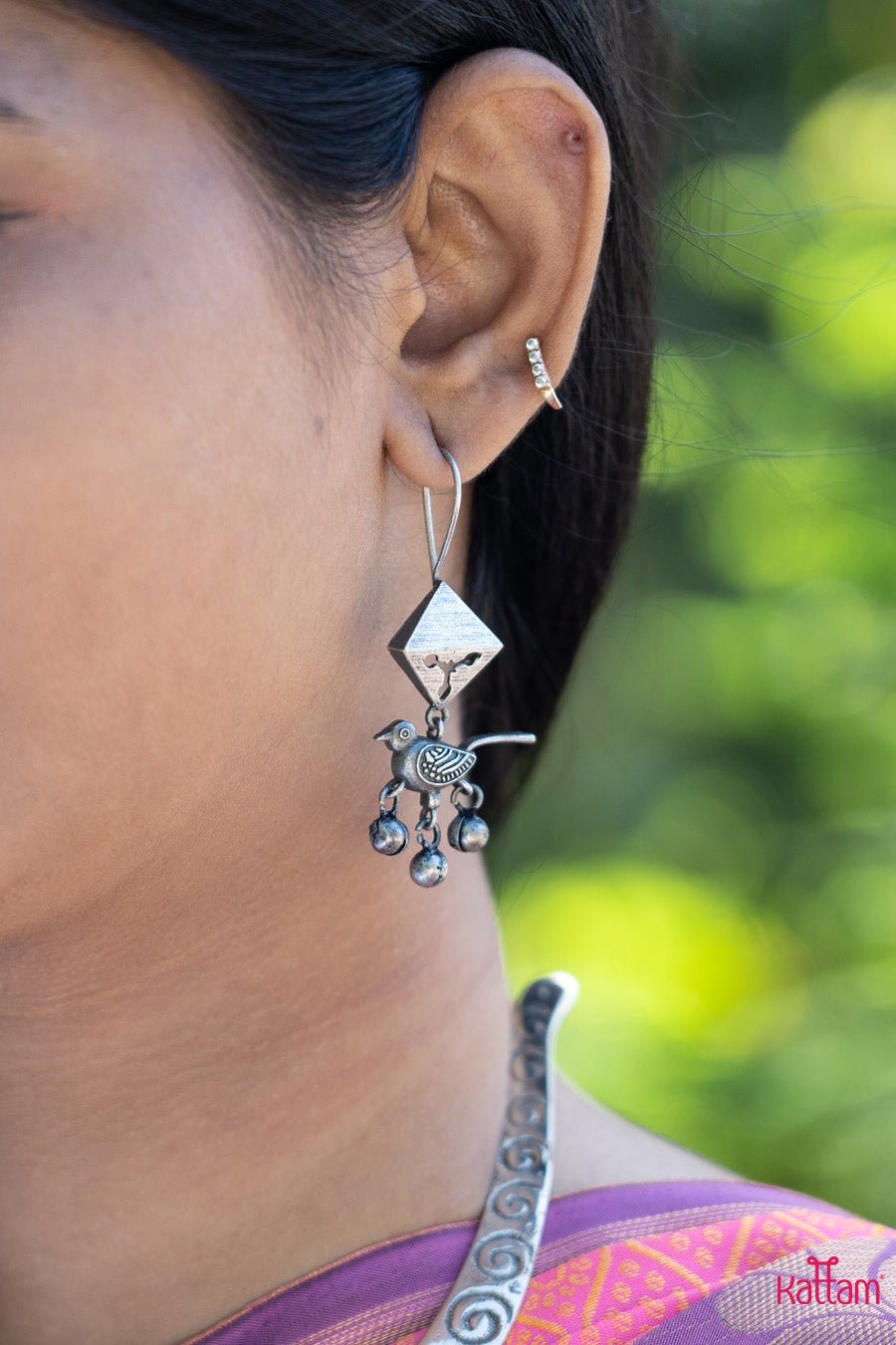 Parrot Ghungroo Silver Earrings - E199