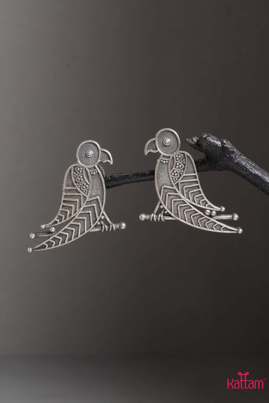 Parrot Silver Lookalike Earring - E204