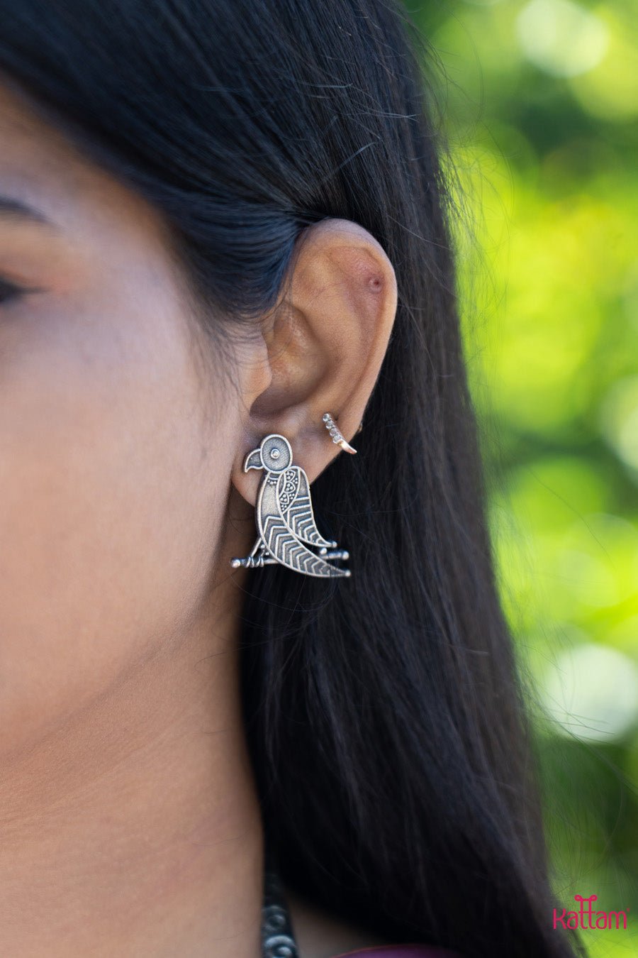 Parrot Silver Lookalike Earring - E204