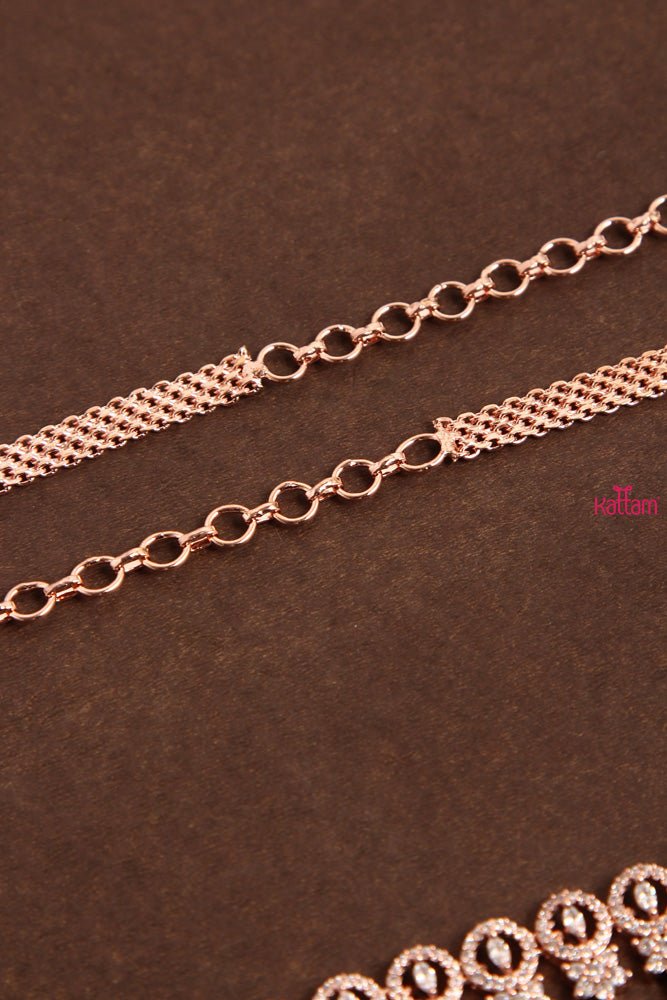 Pastle Blue AD Rosegold Hip Chain - HB060