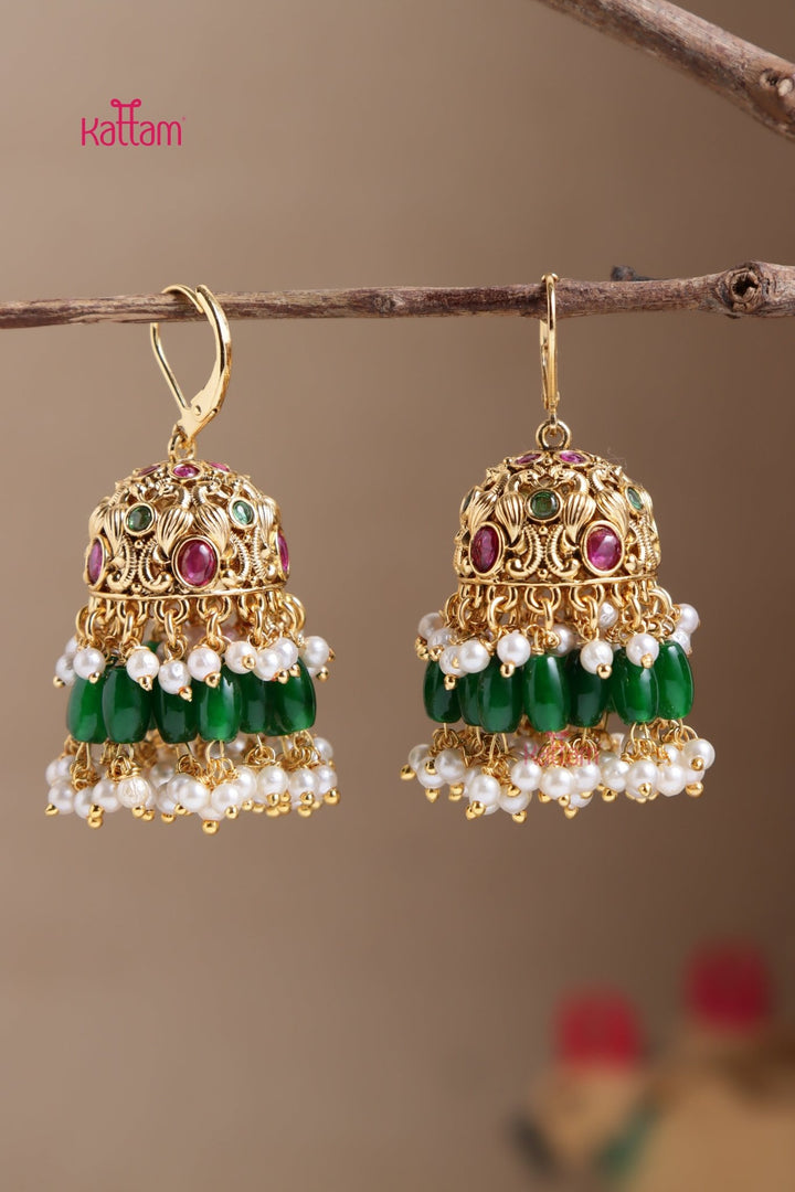 Peacock Beaded Hoop Jhumka - E1024