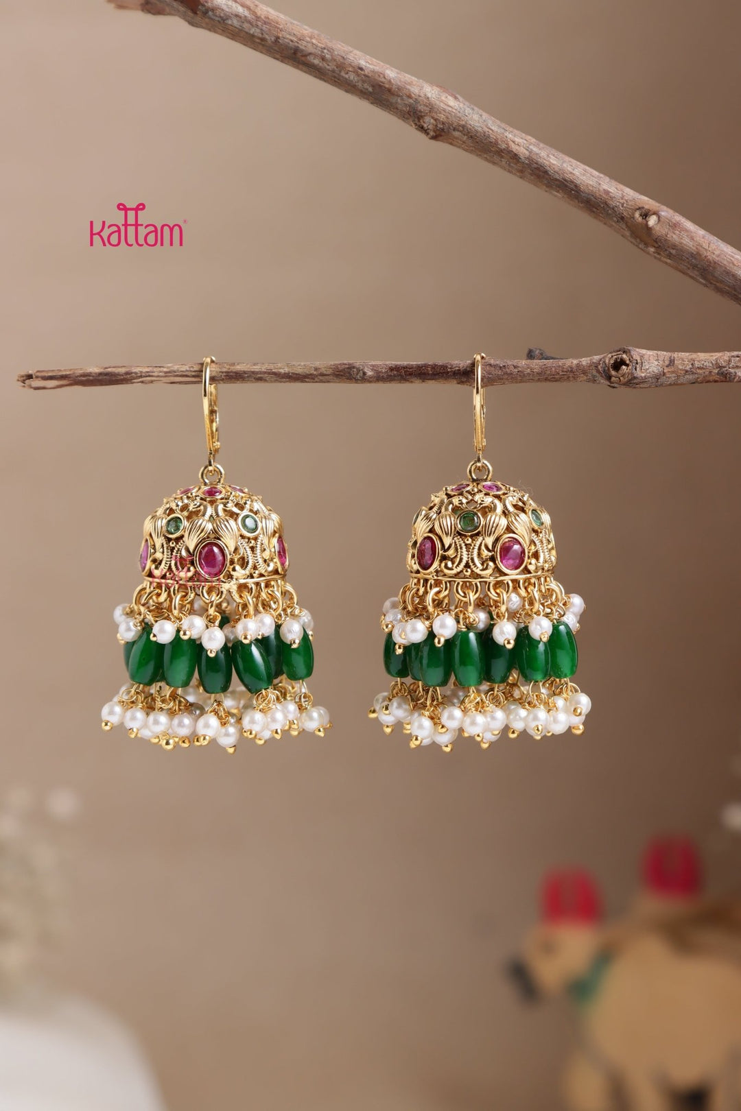Peacock Beaded Hoop Jhumka - E1024