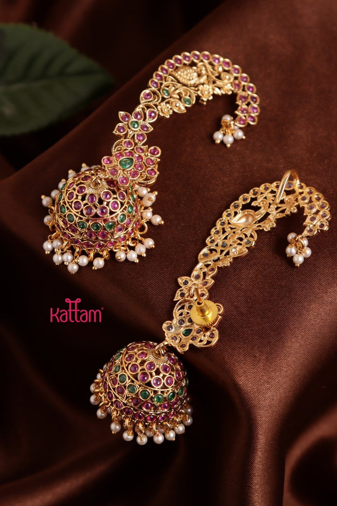 Peacock Floral Earcuff Jhumka - E1043