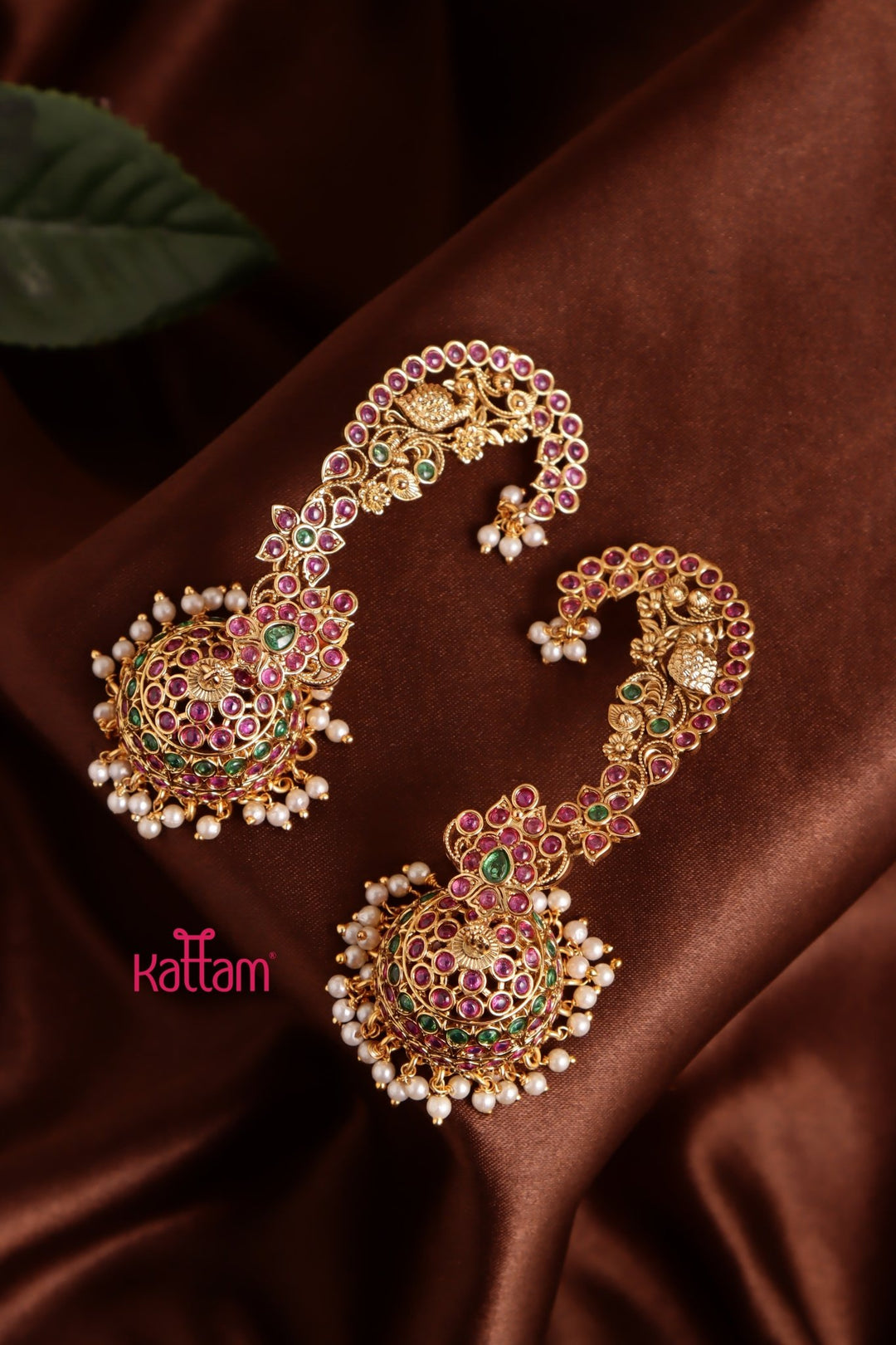 Peacock Floral Earcuff Jhumka - E1043