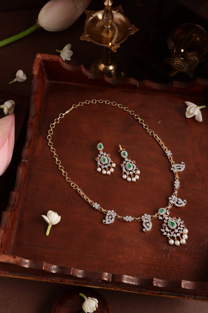 Peacock Manga Dualtone Necklace - Green - N5342