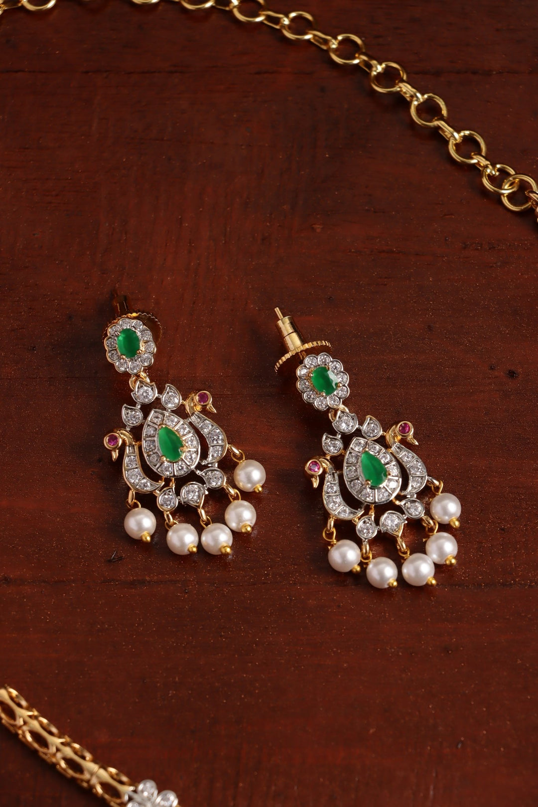 Peacock Manga Dualtone Necklace - Green - N5342