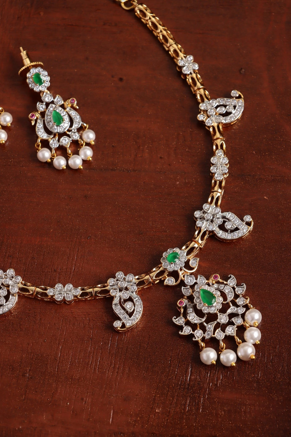 Peacock Manga Dualtone Necklace - Green - N5342