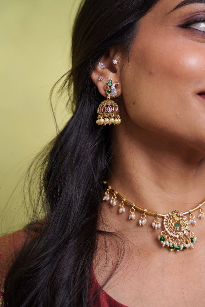 Peacock Pearl Hasli Choker - N3707