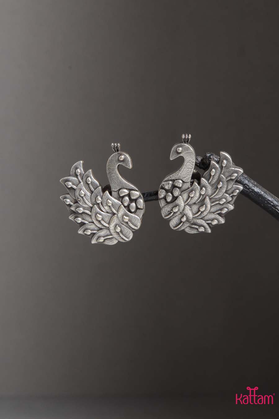 Peacock Silver Lookalike Earrings - E203