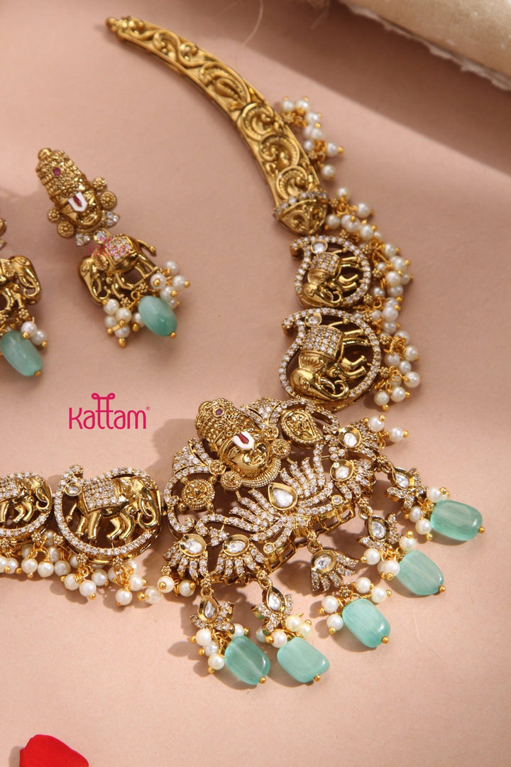 Perumal Engraved Hasli Choker - Pastel Green - N3344