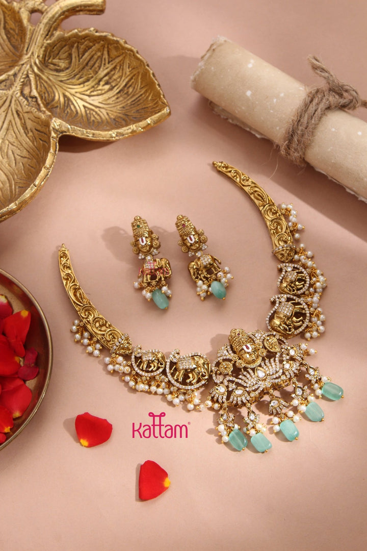 Perumal Engraved Hasli Choker - Pastel Green - N3344