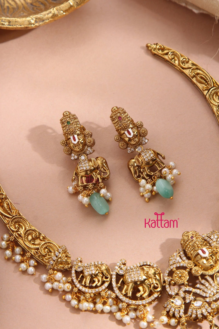 Perumal Engraved Hasli Choker - Pastel Green - N3344