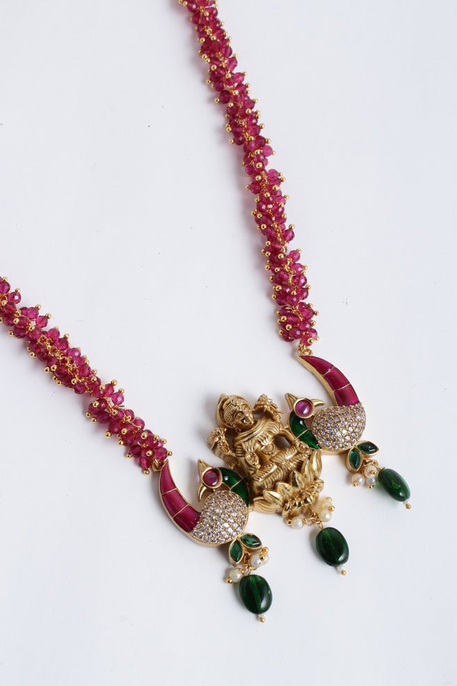 Pink Crystal Lakshmi Dollar Chain - N2412