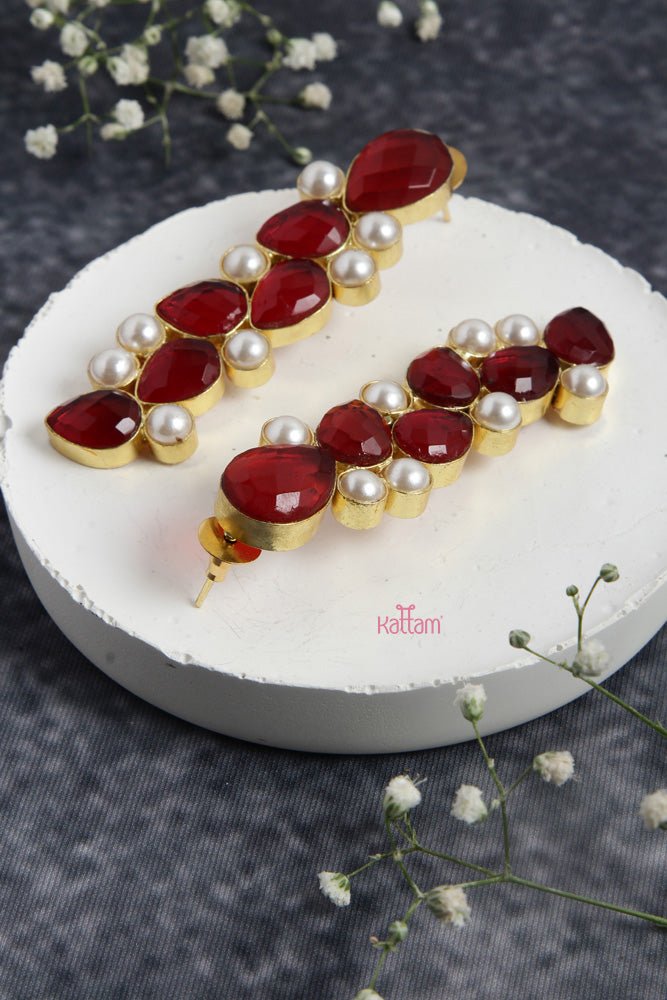 Quarts Pearl Drop Earring - E766