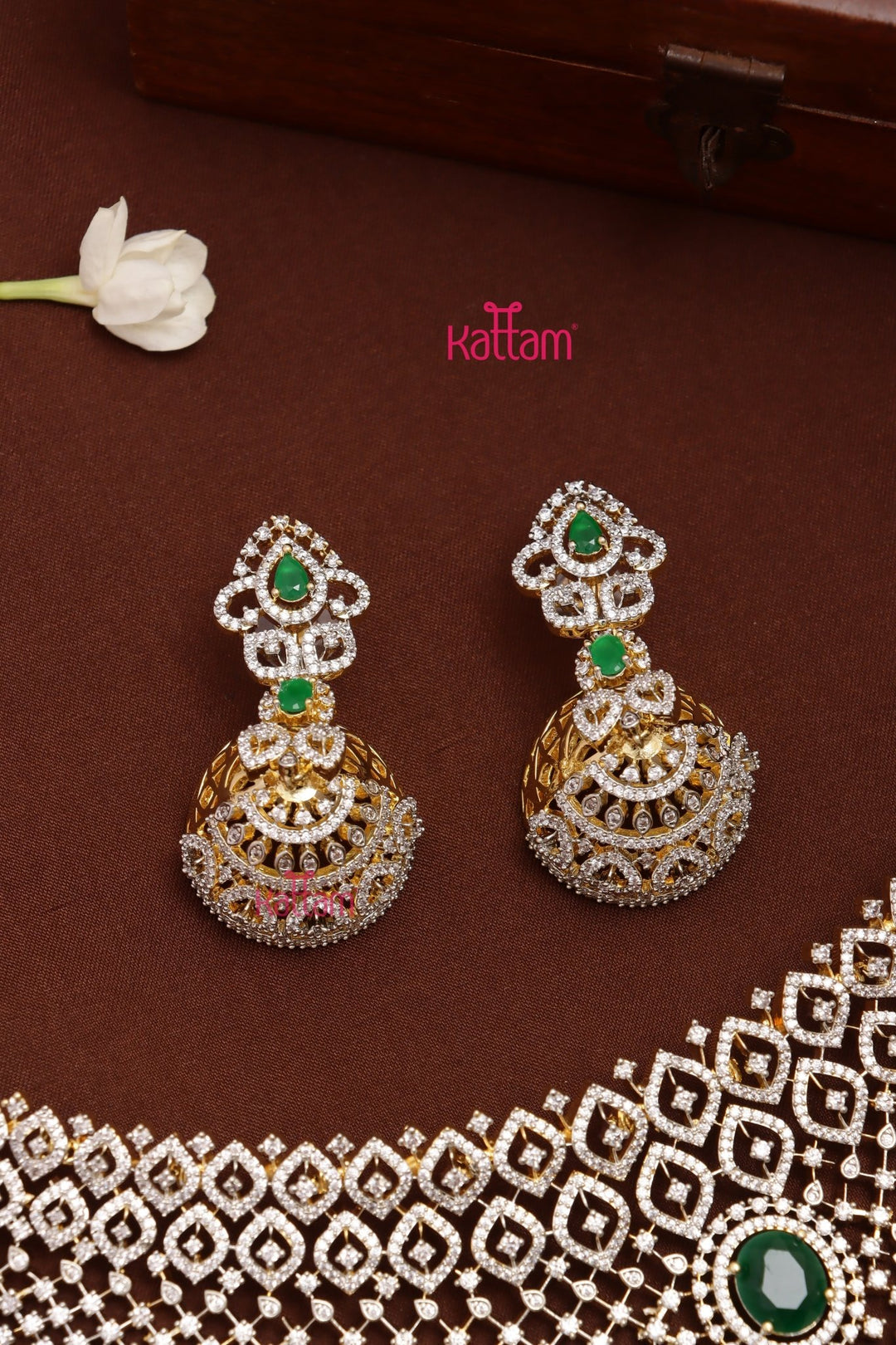 Quincy - AD Stone Green Bridal Choker Set - N5322