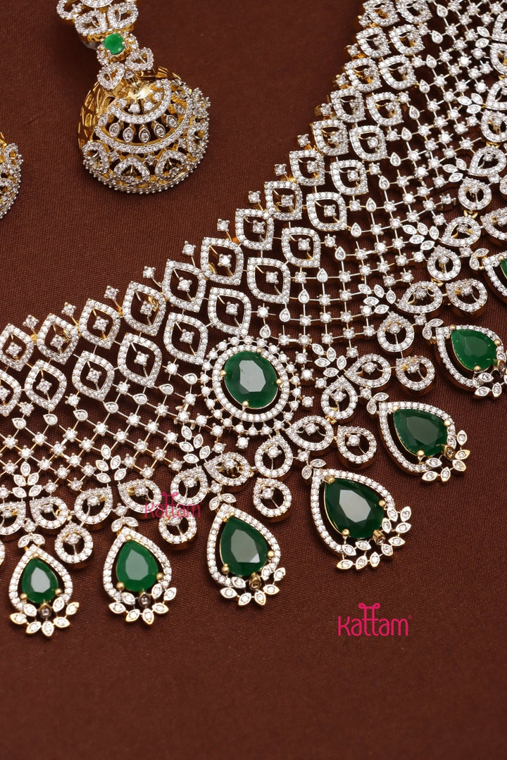 Quincy - AD Stone Green Bridal Choker Set - N5322