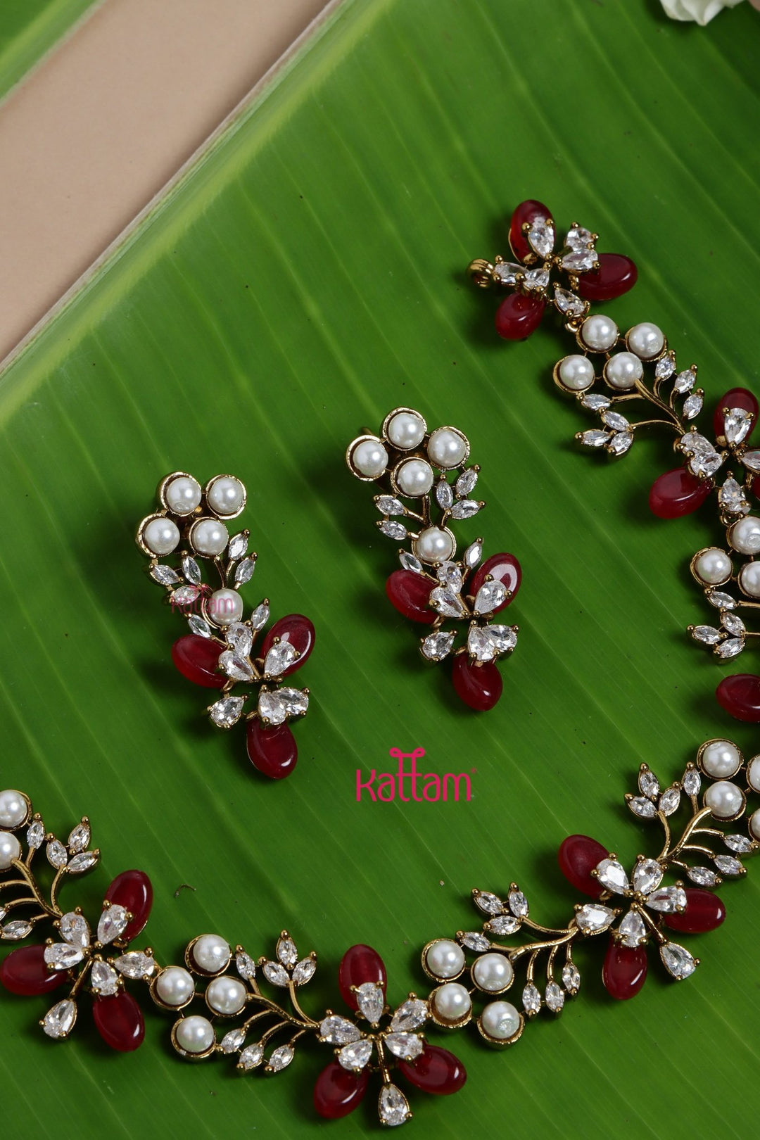 Rashmi - Trendy Maroon Pearl Choker - N5140