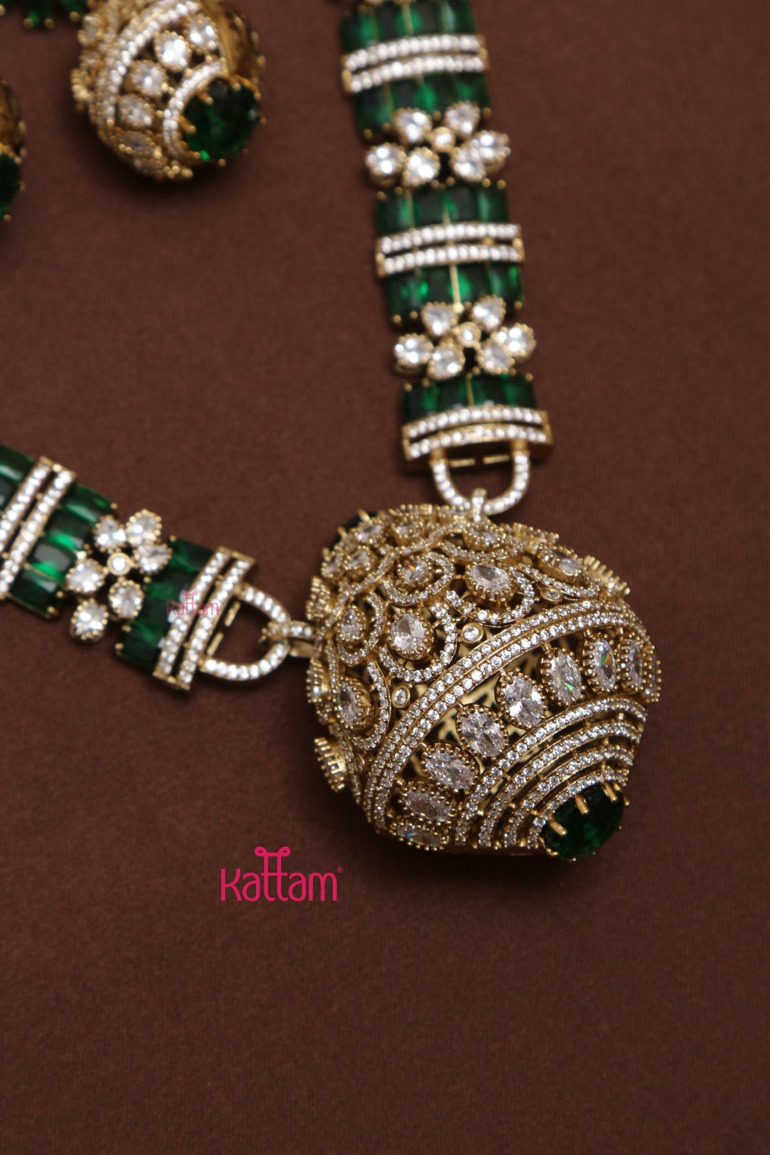 Riha - Green Victorian Polki Necklace Set - N5249
