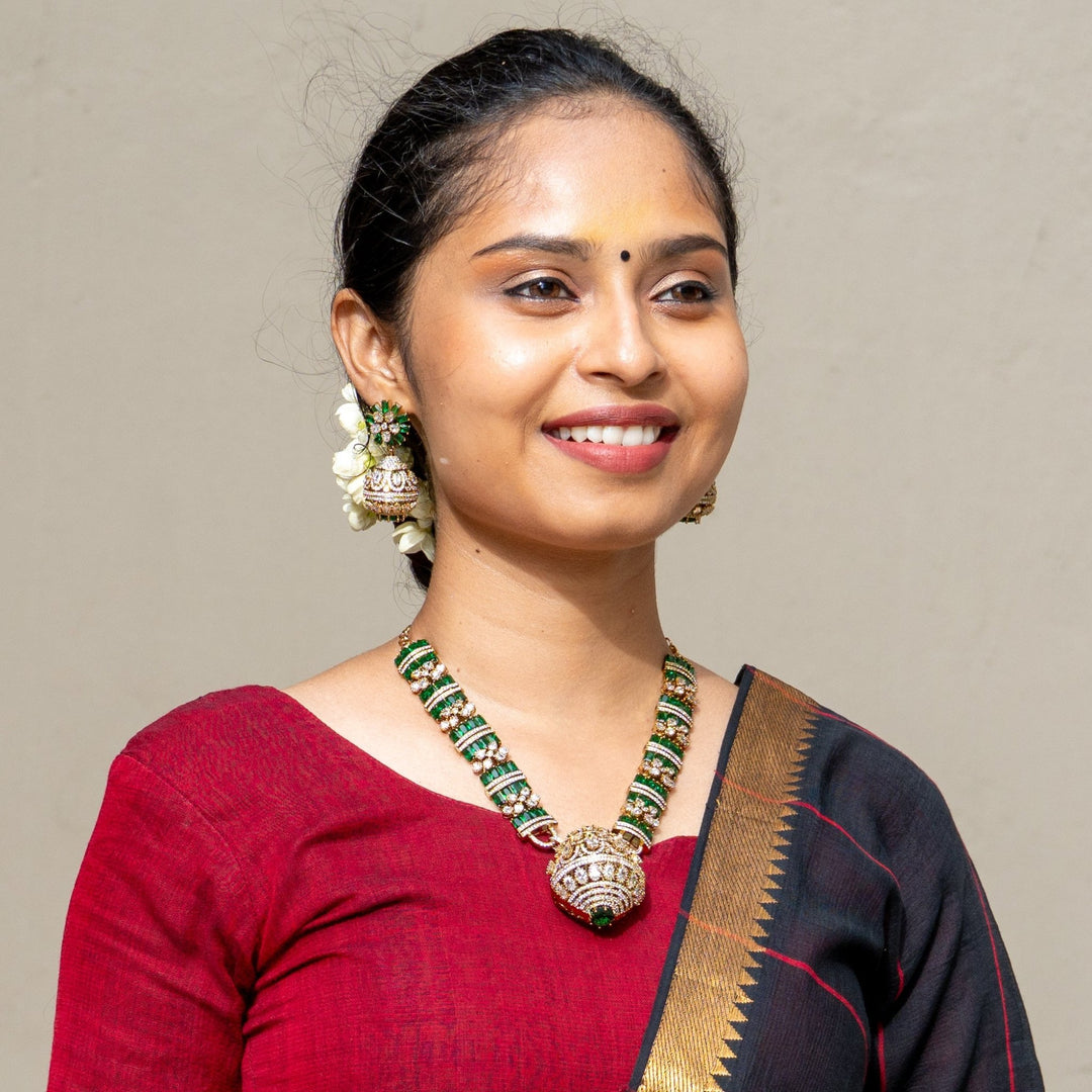 Riha - Green Victorian Polki Necklace Set - N5249