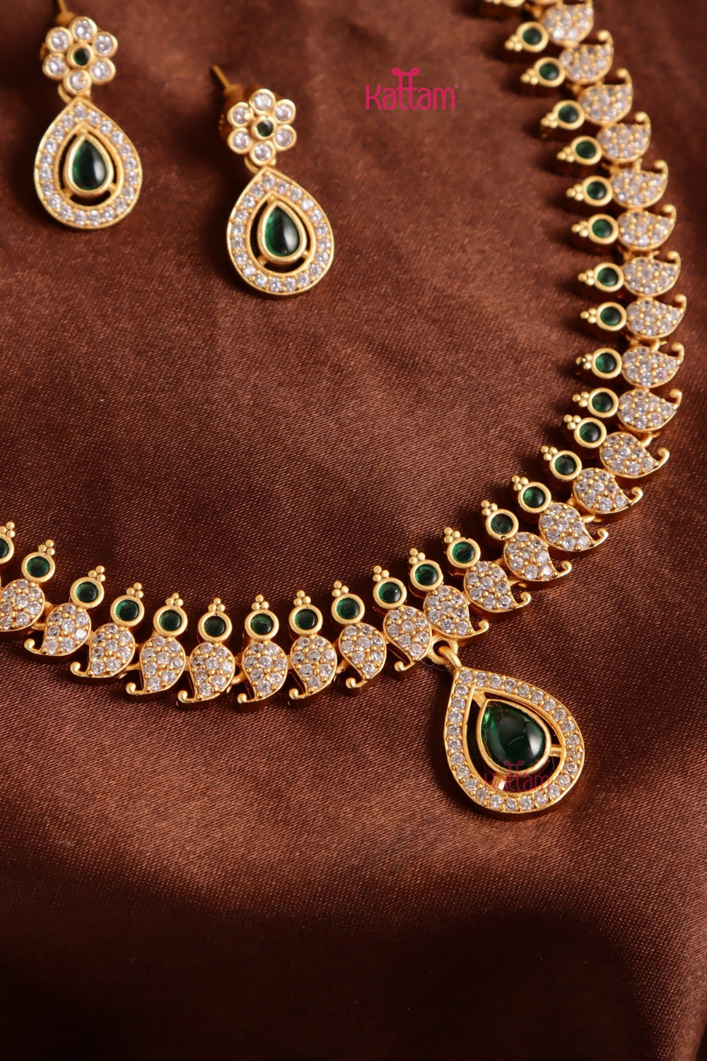 Riosha - AD Green Paisley Necklace - N5183