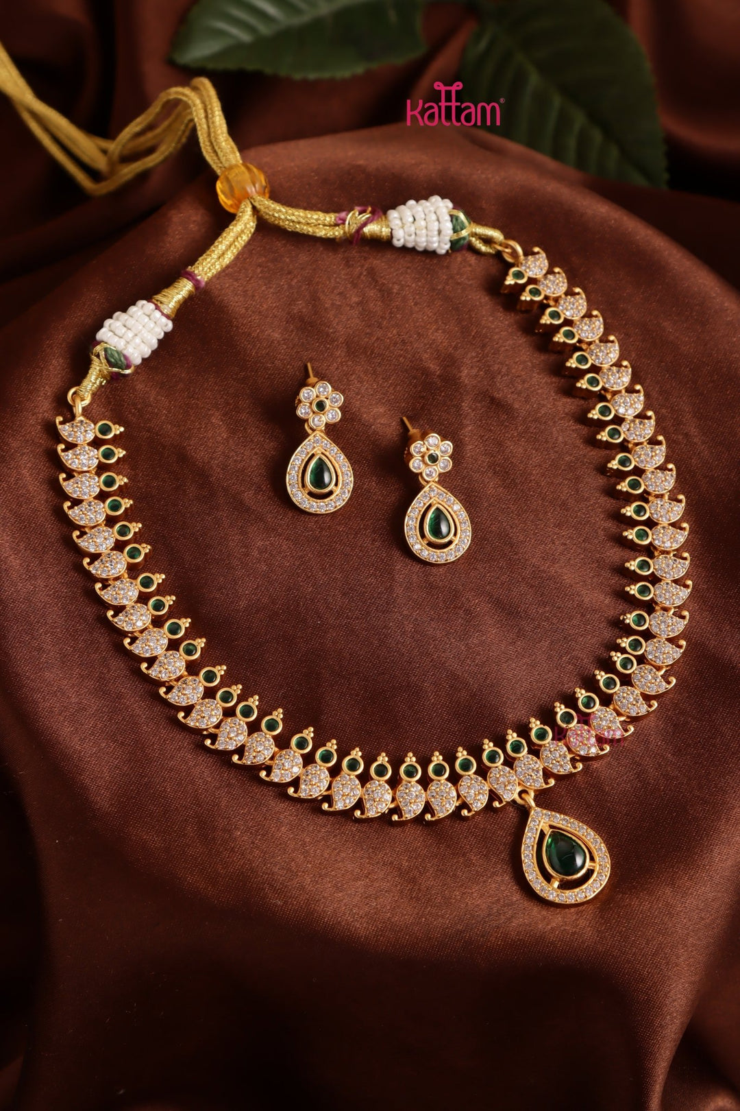 Riosha - AD Green Paisley Necklace - N5183