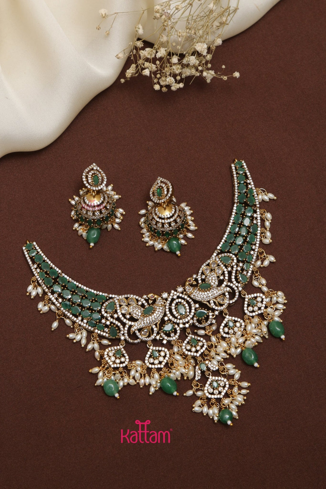 Saritha - Peacock Bridal Green Choker - N5235