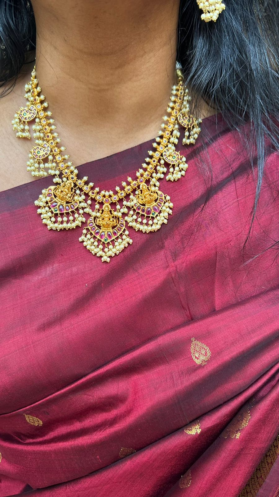 Semi Bridal Grand Lakshmi Guttapusalu Set Short and Haram Sold