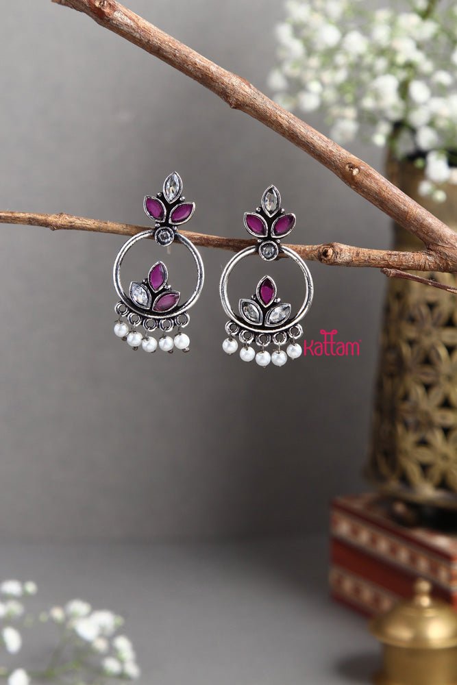 Silver Ring Pearls Earring - E404