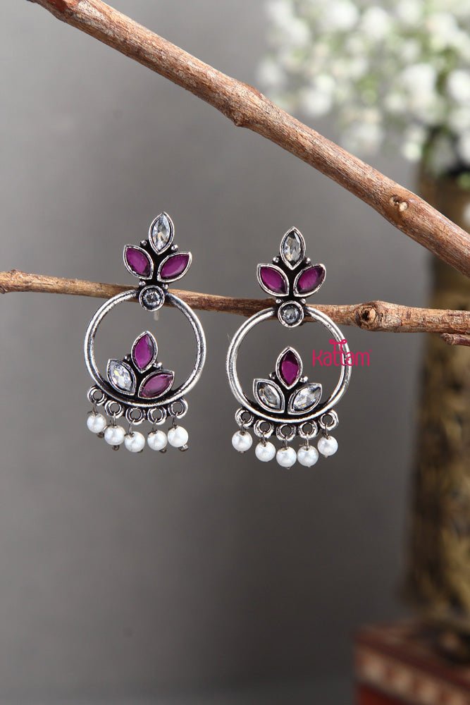 Silver Ring Pearls Earring - E404