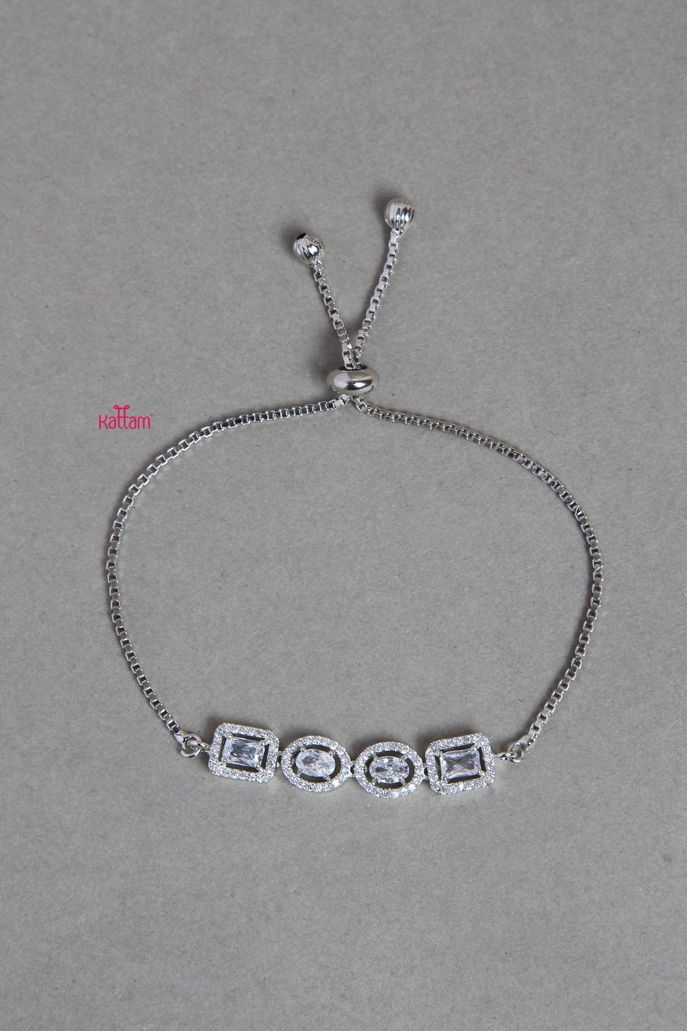 Silvertone AD Stone Chain Bracelet - BR003