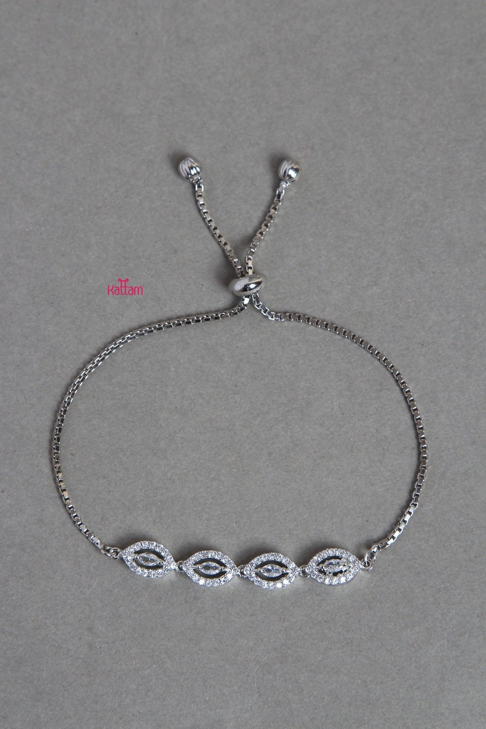 Silvertone Tilak Shaped Chain Bracelet - BR005