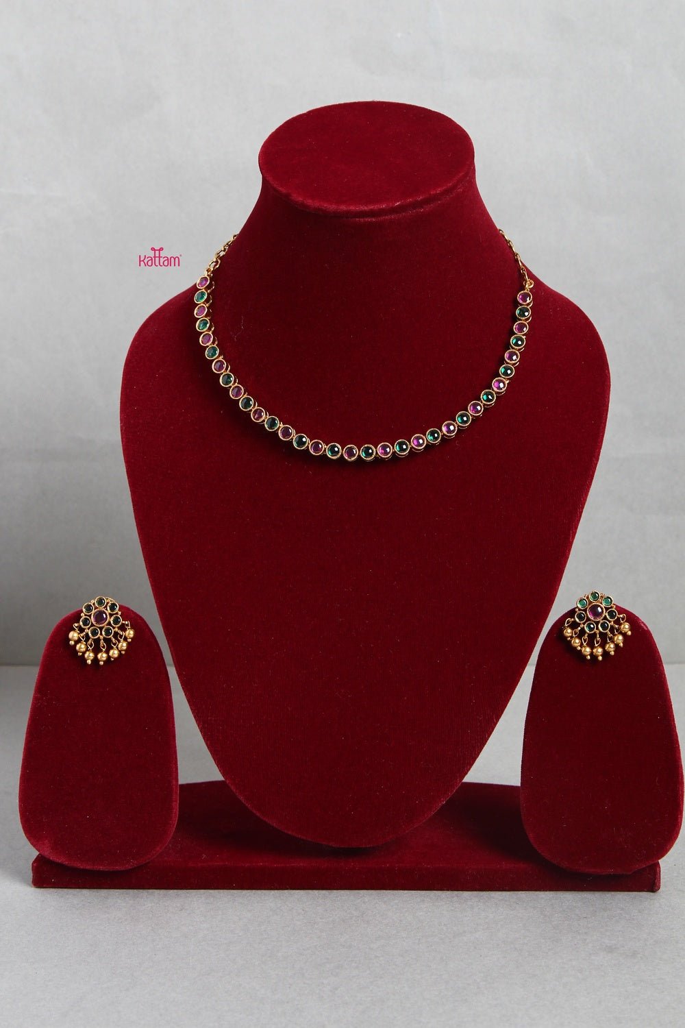 Small Ruby Green Choker Necklace - N1212