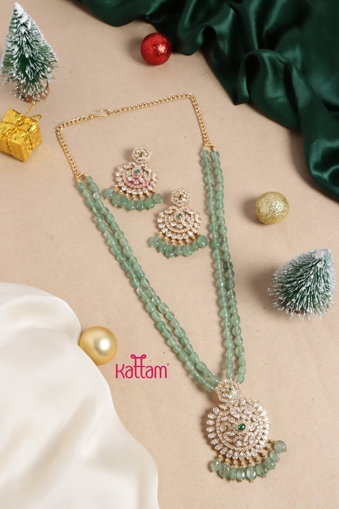 Sreeja - Kundan Stone Dollar Bead Haram - N3468