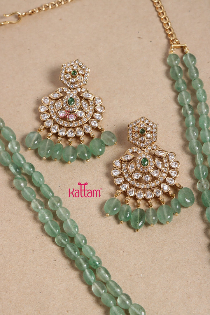Sreeja - Kundan Stone Dollar Bead Haram - N3468