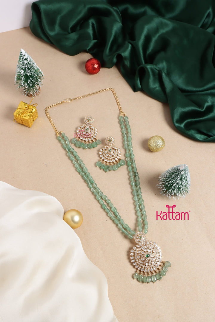 Sreeja - Kundan Stone Dollar Bead Haram - N3468