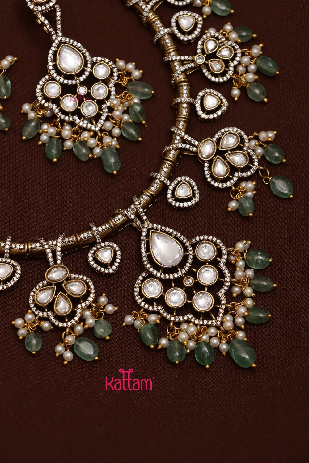 Steffy - Polki Kundan Green Bead Choker - N5269