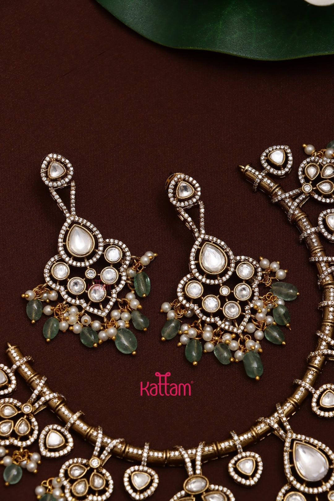 Steffy - Polki Kundan Green Bead Choker - N5269