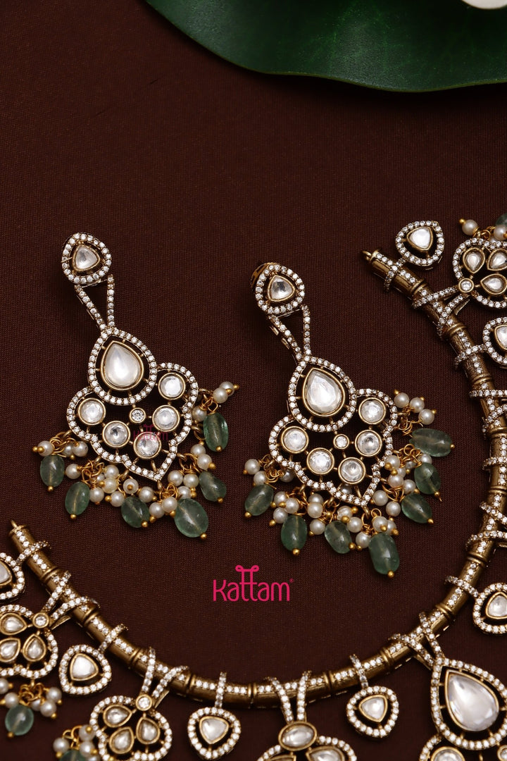 Steffy - Polki Kundan Green Bead Choker - N5269