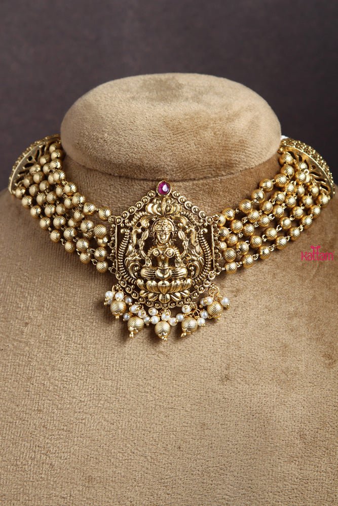 String Gold Lakshmi Choker - N1584