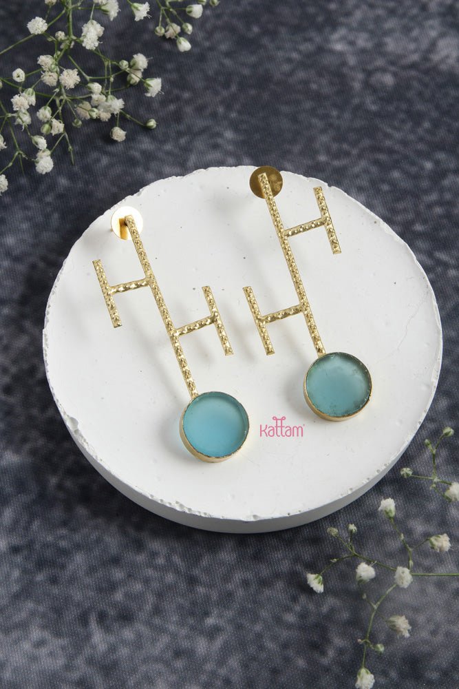 Textured Ladder Raw Stone Earring - E771